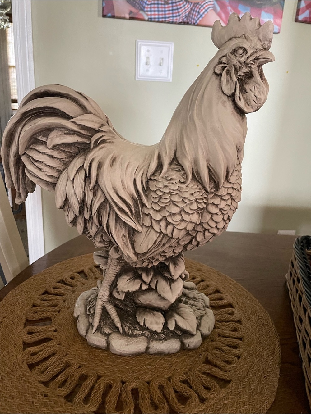 Handcrafted Rooster Sculpture – Neutral Beige Farmhouse Accent - Picture 2 of 5